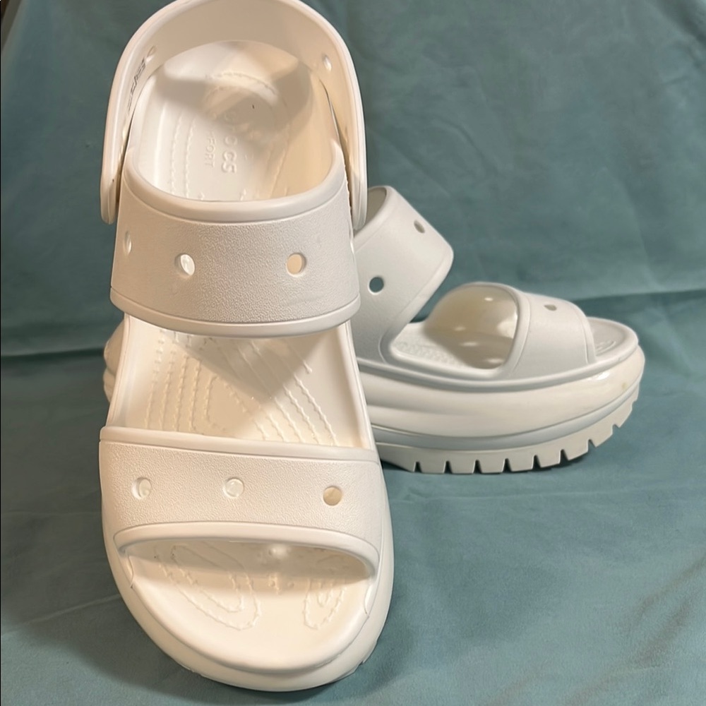 CROCS Mega Crush White Platform Sandals